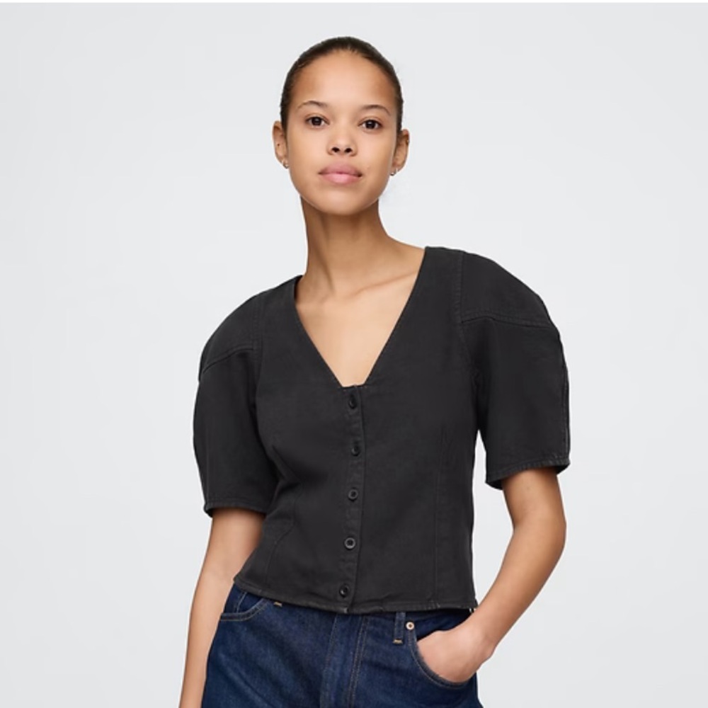 Gap Denim Barrel-Sleeve Crop Shirt new with tags size medium tall